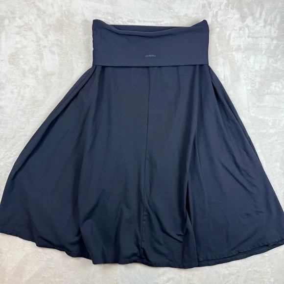 Patagonia Black Midi Skirt A-Line Foldover Waist Athletic Size M Athleisure - Picture 2 of 8